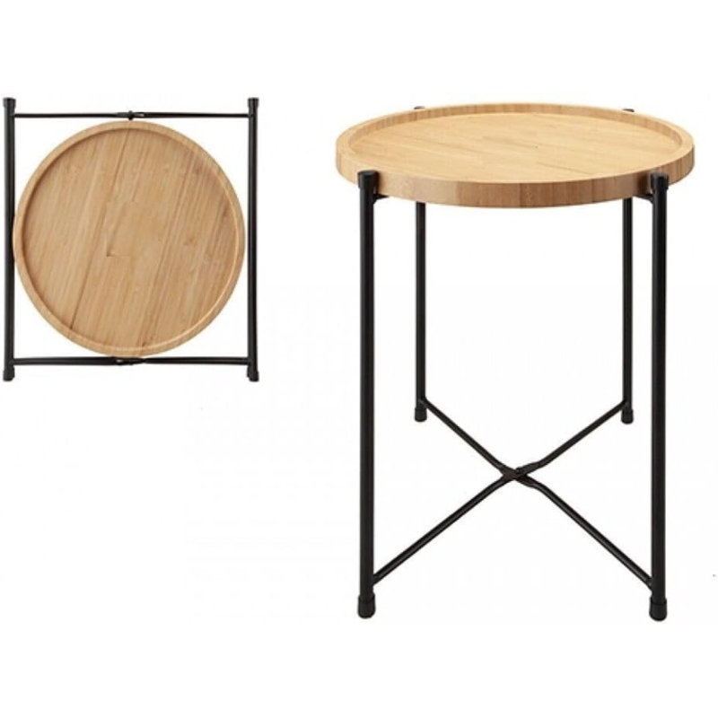 Awalt Tray Top End Table Small Bamboo Side Table And Tray Round Foldable End Table (Large)