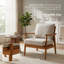 Fauteuil d'appoint moderne avec structure en bois massif et revêtement en tissu doux