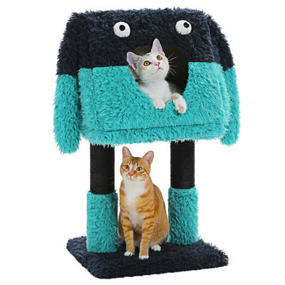 Stylish Cartoon Character Cat Tree With Stable Base And Engaging Scratching Areas For Feline Fun And Comfort