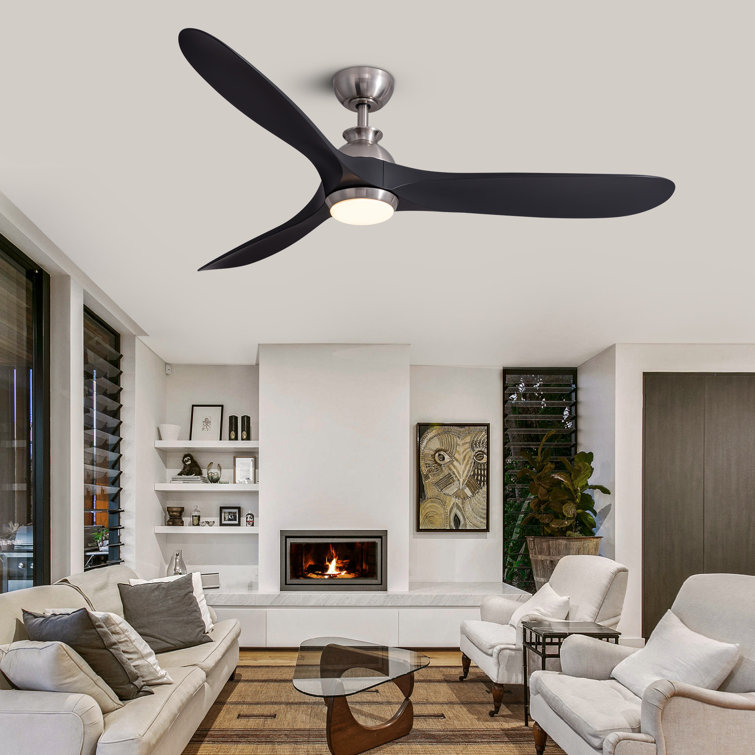 60'' 3 - Blade Dimmable Ceiling Fan With LED Light & Remote Control