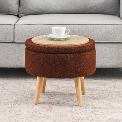Round Tray Storage Ottoman