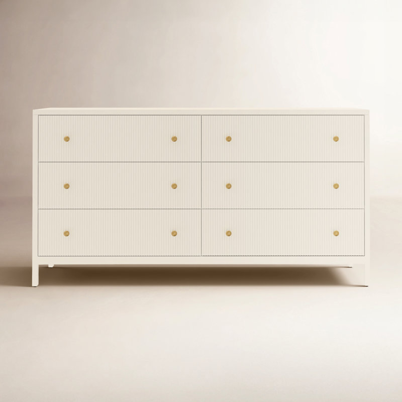 Jennette 63" W 6-Drawer Solid and Manufactured Wood Double Dresser 