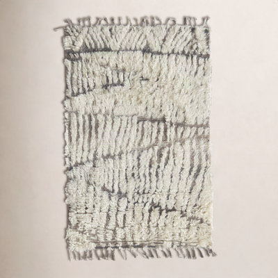 Ivory Hand-Knotted Geometric Rug