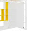 Lit mezzanine simple en bois avec garde-robe, tablettes et armoire, blanc et jaune-1218042826-1218042824