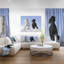 «Farmhouse White and Black Horse», reproduction de photo sur toile tendue-29491763