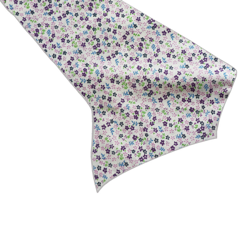Small Flowers Allover Print Table Runner, Purple/White, 60" L x 12" D