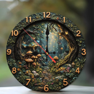 Horloge avec fée champignon forêt