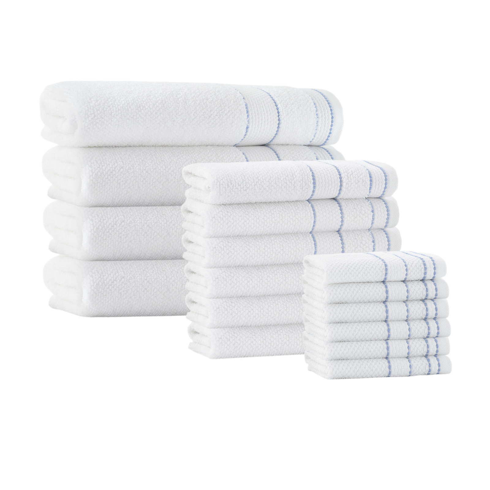 Kahmel 16 Piece Turkish Cotton Towel Set, White