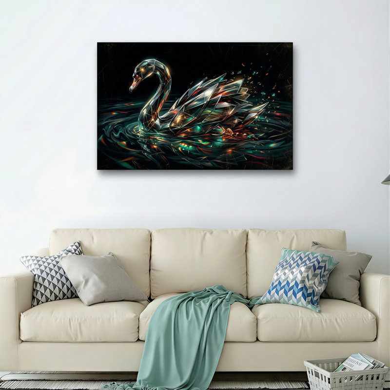 Ensemble de 1 tableau sur toile Cygne de cristal, H 20 po x l 30 po, Toile tendue