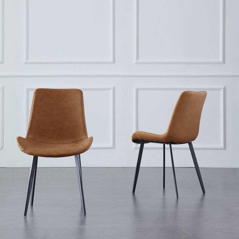 Monkstown Faux Leather Upholstered Modern Dining Chair Side Chair with Carbon Steel Legs, Brown