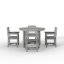 Ensemble de salle à manger de patio 5 pièces en PEHD gris avec table ronde trouée pour parasol et 4 fauteuils