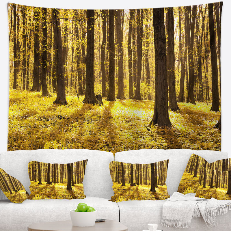 Tapisserie «Bright Green Forest» au coucher du soleil, H 50 po x l 60 po