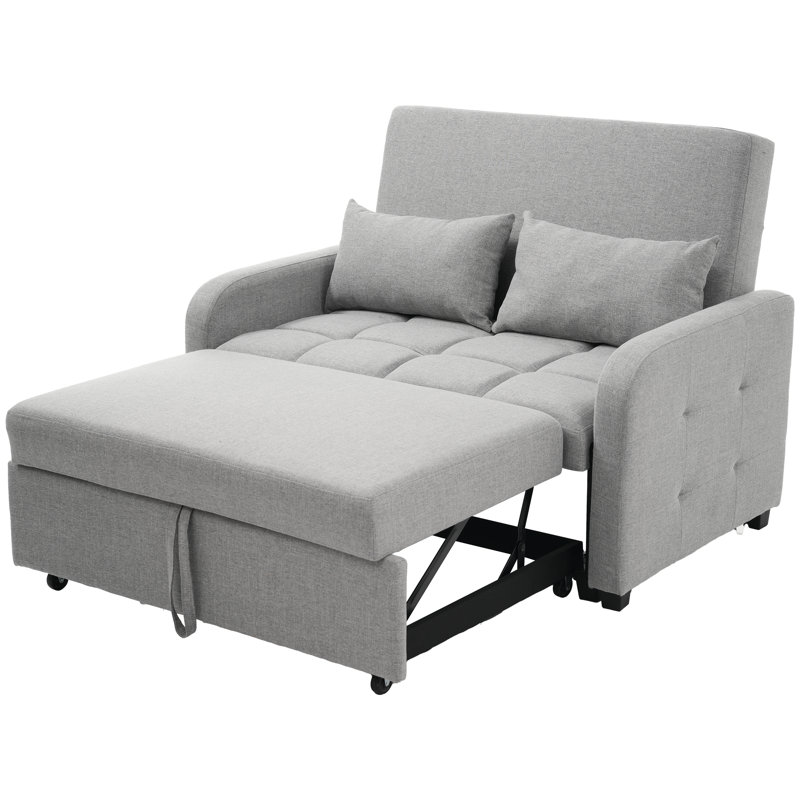 2 Seater Linen Sofa Bed, Dark Grey