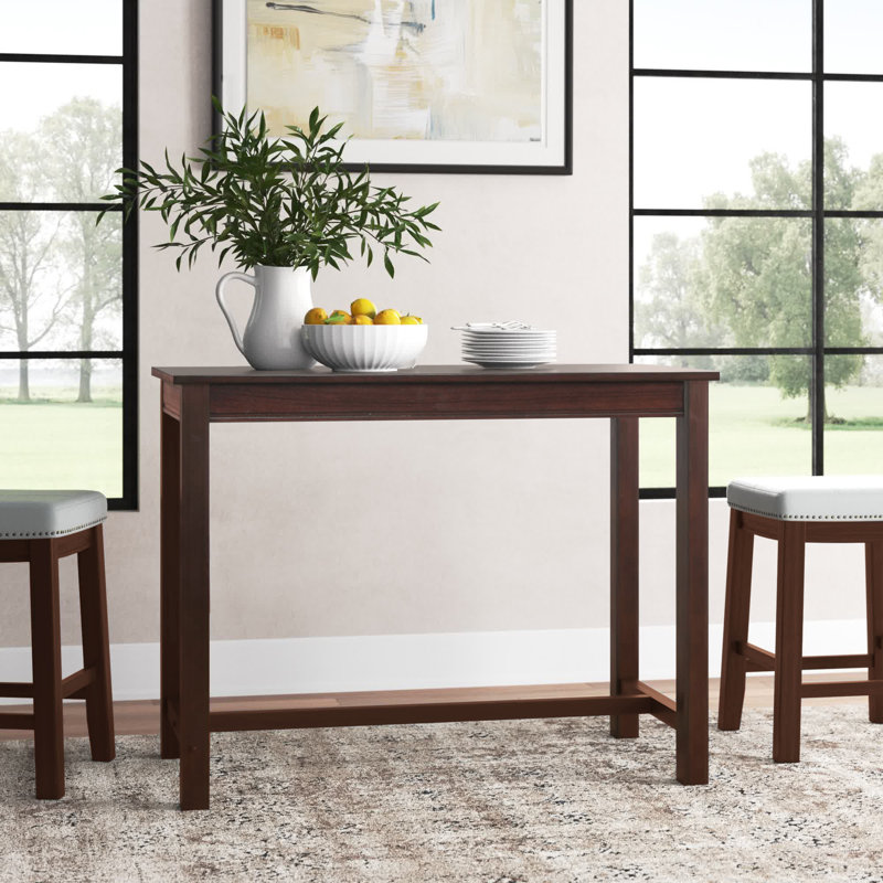 Bartonville Solid Wood Base Pub Table, 36" H x 47.25" L x 23.75" W, Brown