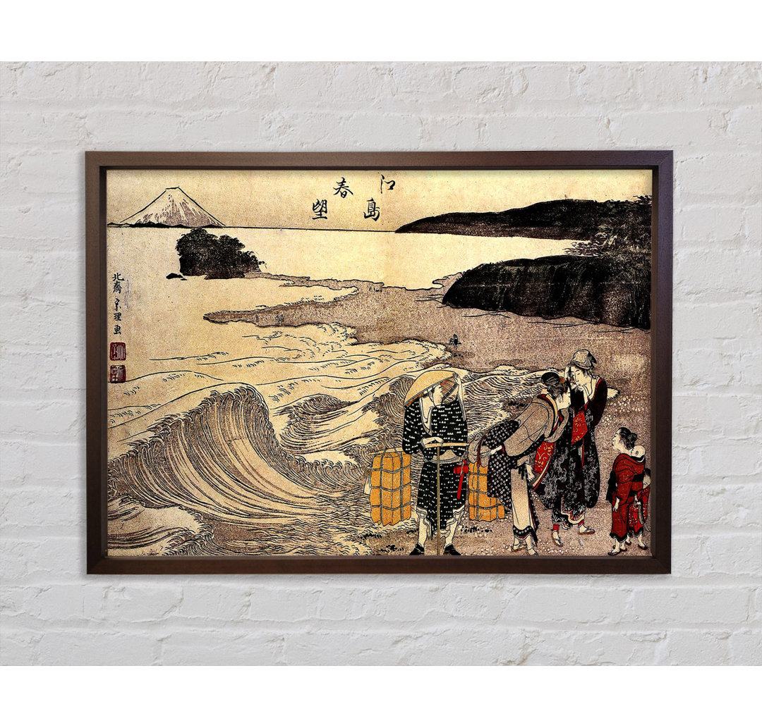 Hokusai Frauen am Strand von Enoshima - Einzelbildrahmen Kunstdrucke auf Leinwand