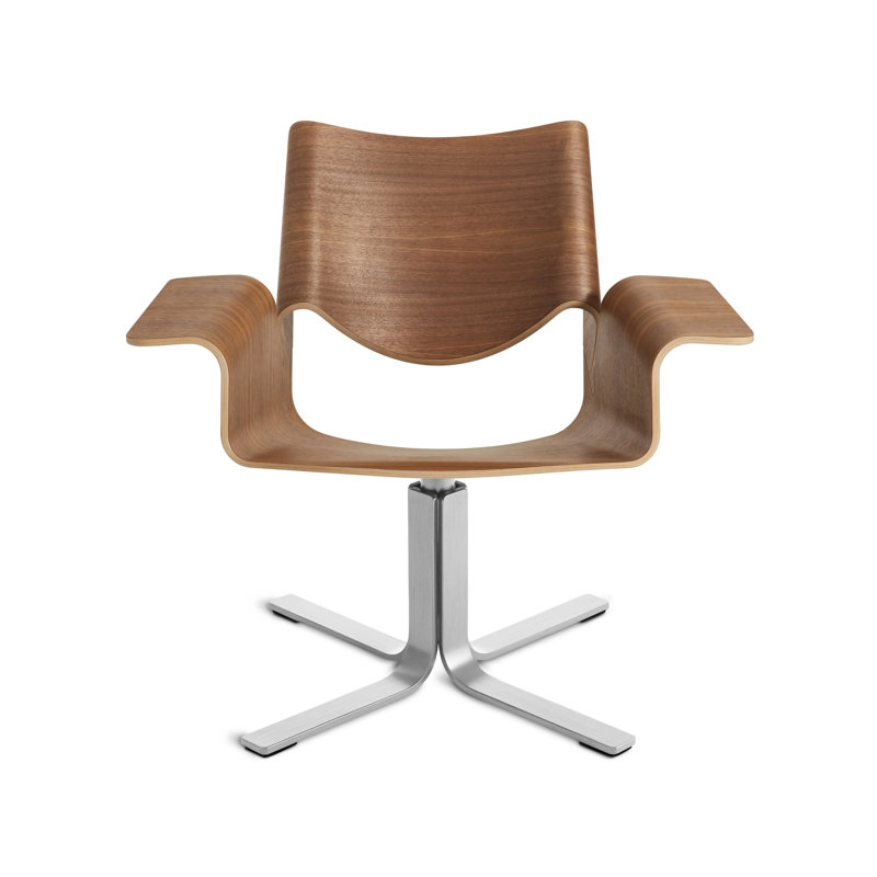 Buttercup Swivel Task Chair, Walnut/Stainless Steel