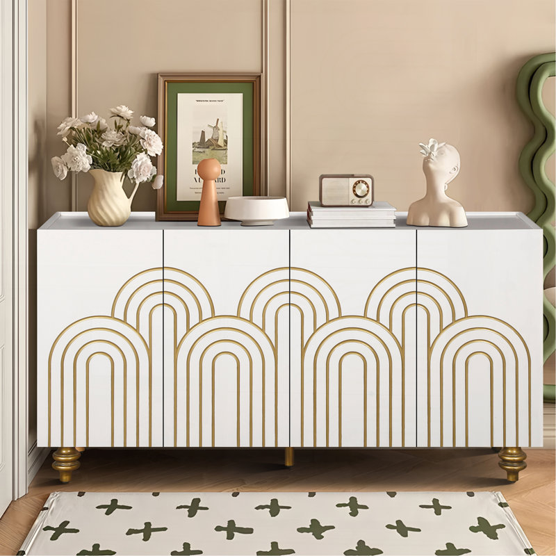 Grande armoire de rangement 59,8 po, Noir et or