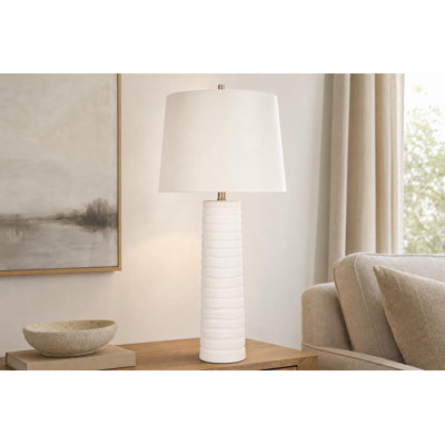 Calming Flow Ceramic Table Lamp - Textured White
