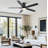 52" Mordern Farmhouse Matte Black Flush Mount Low Profile Ceiling Fan With Light And Remote Control Reversible Quiet Motor-1146009685-1146009684