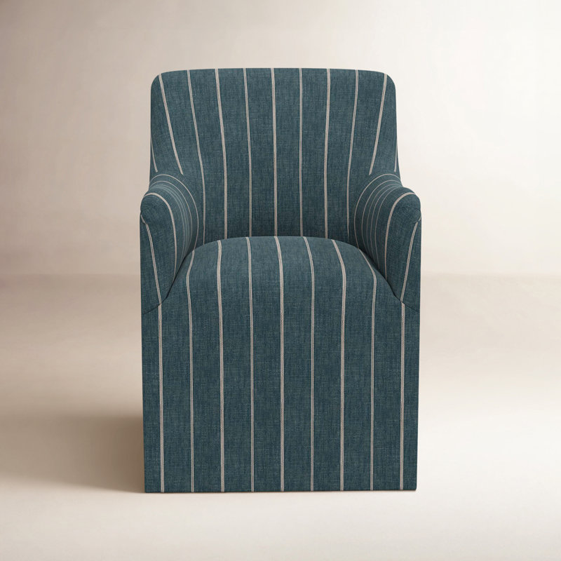 Fauteuil en coton Howth, Frigo à rayures indigo