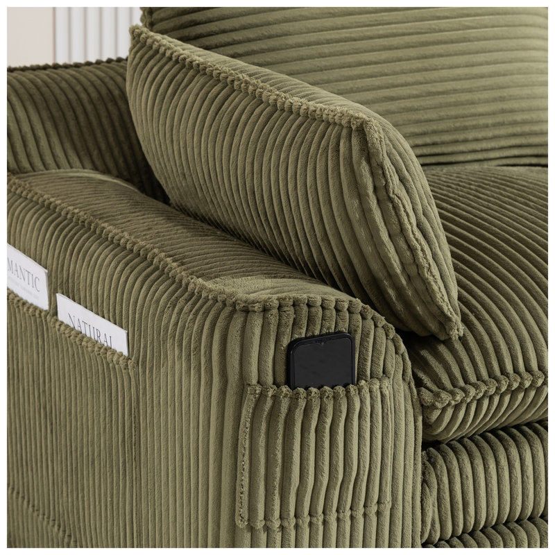 103.54 " Corduroy L-Shaped Sectional with Ottoman