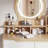 Makeup Vanity Desk With 3 Adjustable Lighted Mirror With Solid Wood Table Feet , Dressing Table Set With 4 Drawers And 3 Open Shelves  For Small Space Bedroom