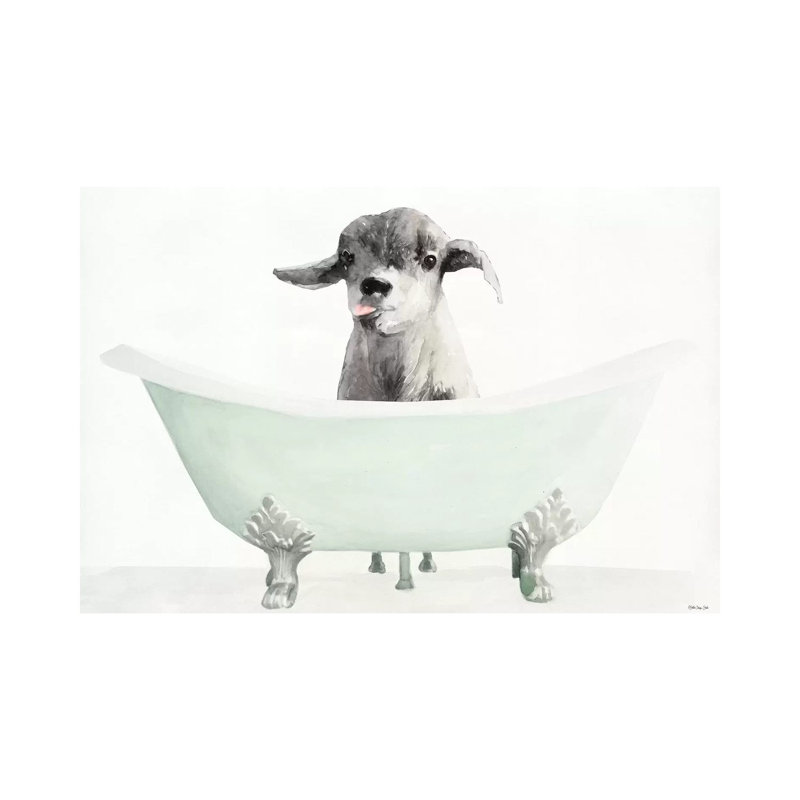 Vintage Tub With Goat, No Matte, Wrapped Canvas, 8" H x 12" W x  0.75" D
