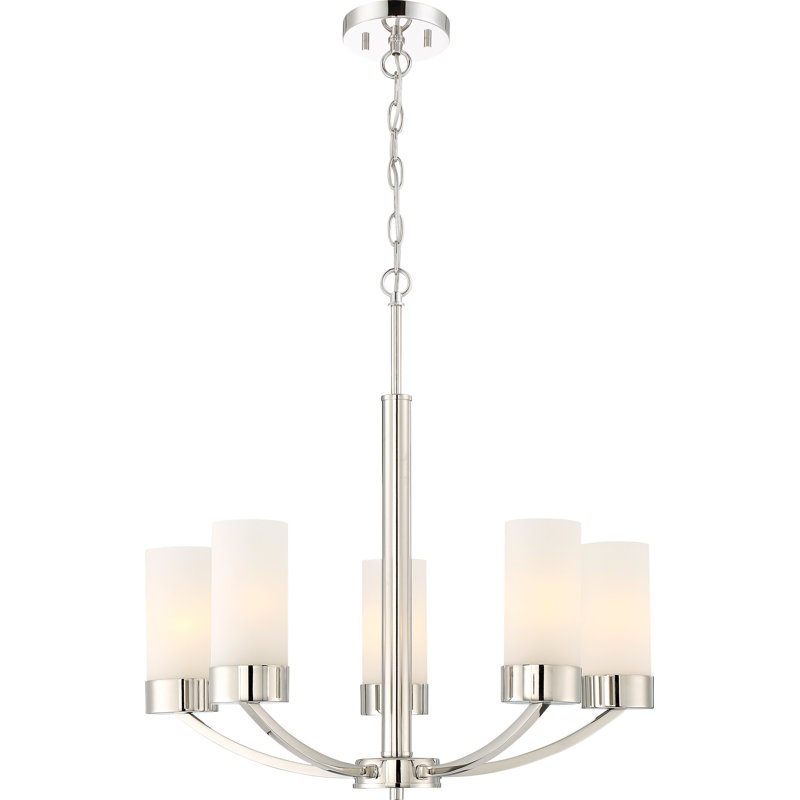 Lustre classique / traditionnel à 5 lumières Ashaan, Nickel poli