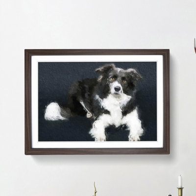 Resting Border Collie Dog - Picture Frame Painting Print