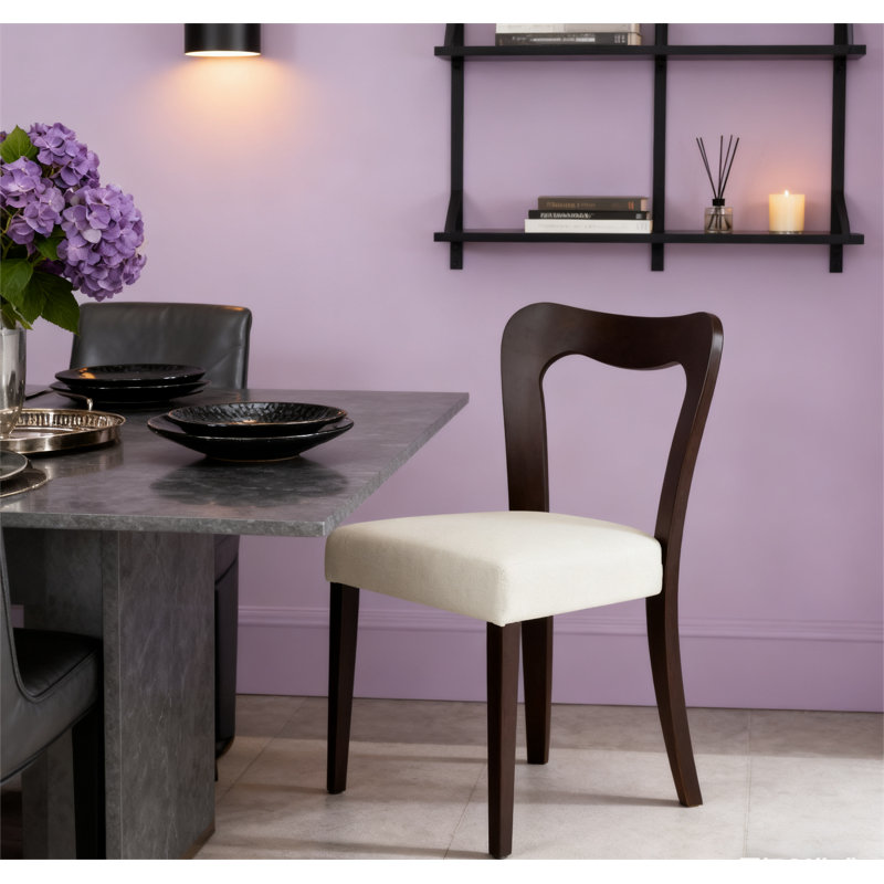  Ensemble de 2 chaises de salle à manger sans accoudoirs, Beige, Marron foncé