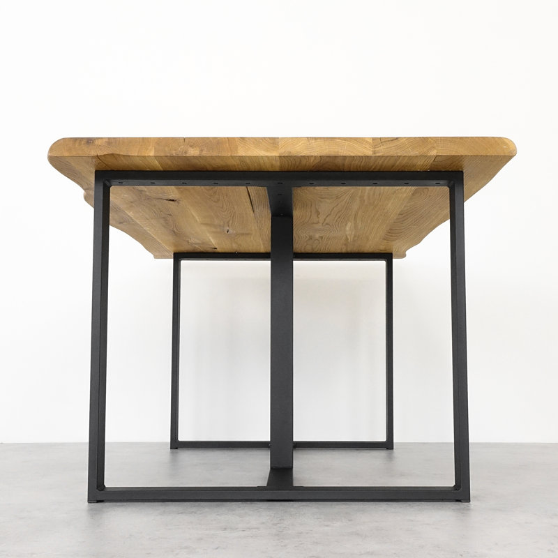 Farnam Oak Rectangular Wood Top Dining Table with Steel Base, 75 x 200 x 90cm