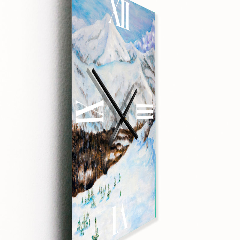 Horloge murale paysage d'hiver avec neige, Petit
