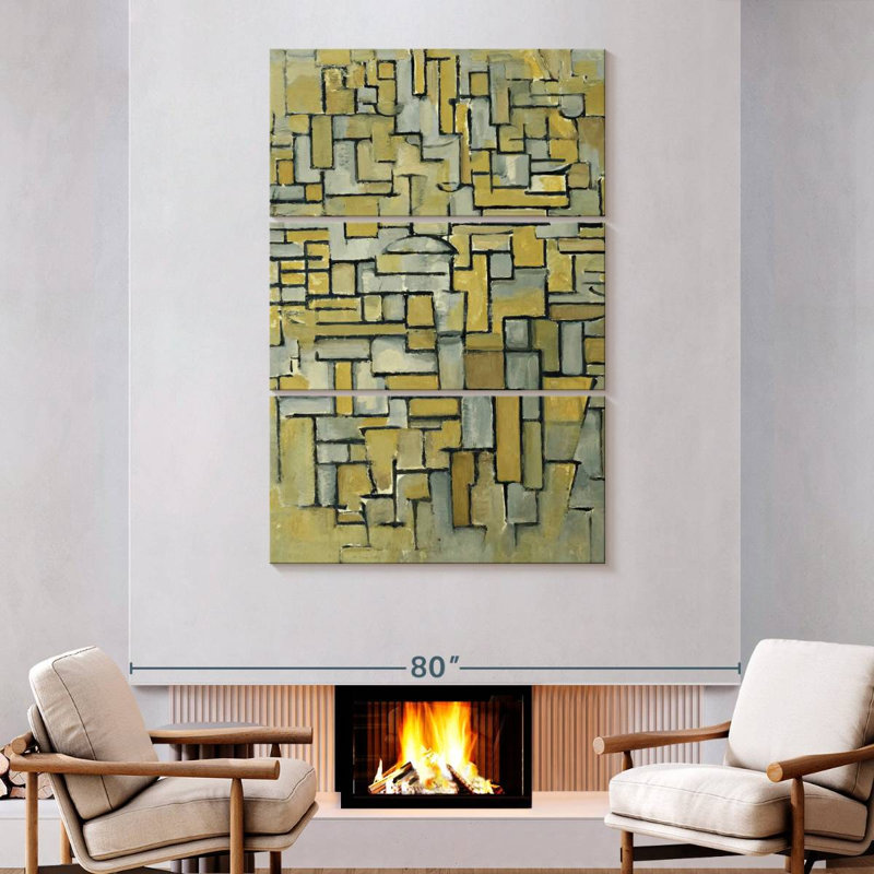 Composition Avery en brun et gris, H 74 po x l 48 po