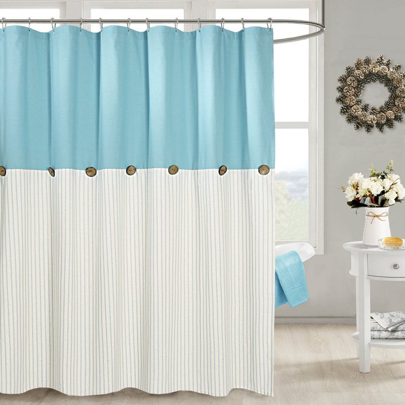 Rideau de douche Patchwork, H 72 po x l 72 po, Sarcelle
