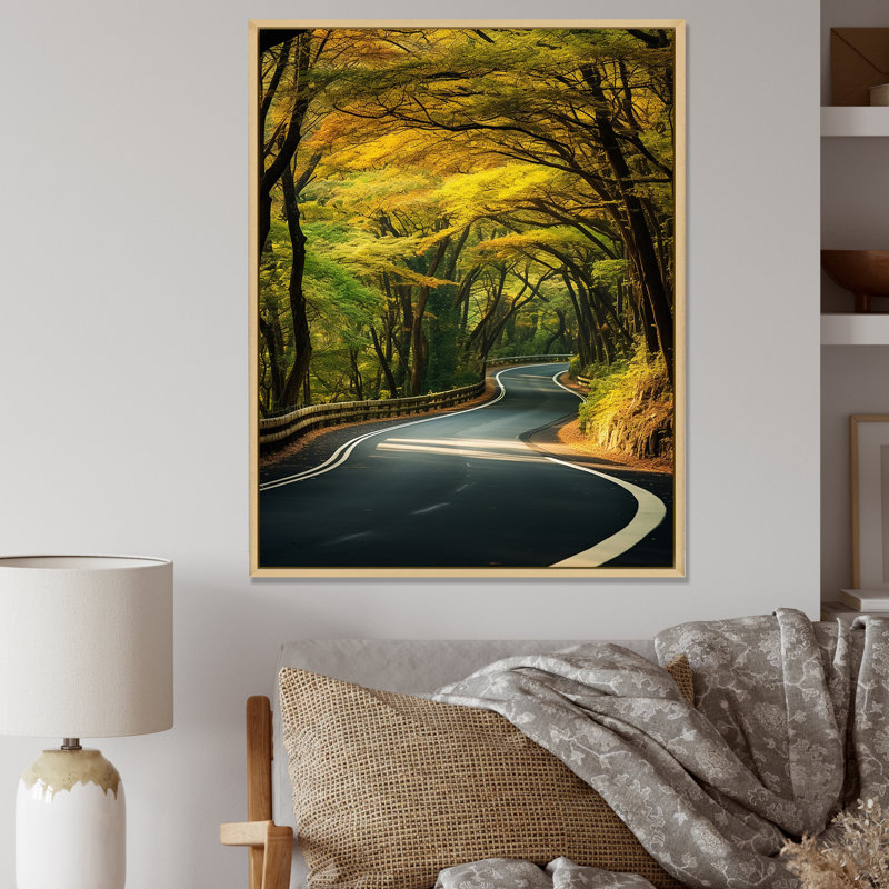 «Green Road Path Of Summer», H 44 po x l 34 po x P 1,5 po, Cadre flottant brun