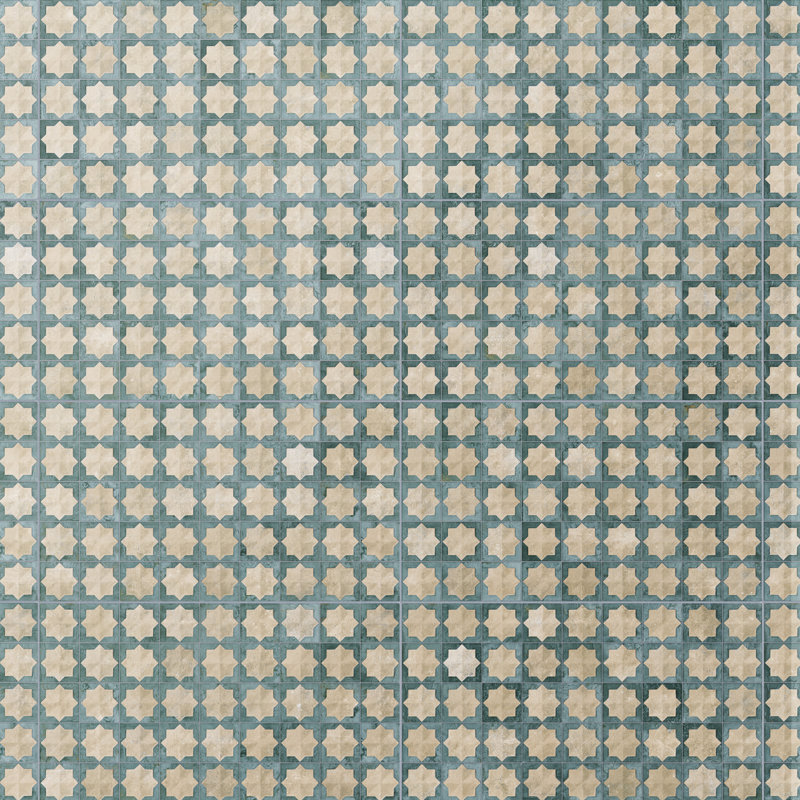 Tetuan Astre 12" x 22" Porcelain Moroccan Wall Tile, Beige/Blue
