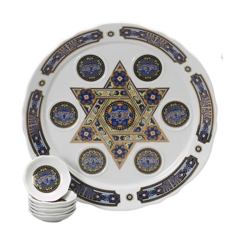 Plaque de seder en porcelaine traditionnelle