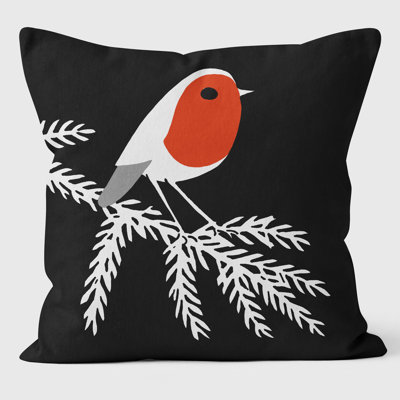 Robin Silhouette - Christmas Cushion
