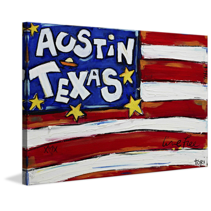 Austin Flag 1 Piece Wrapped Canvas Painting, 102 cm H x 152 cm W