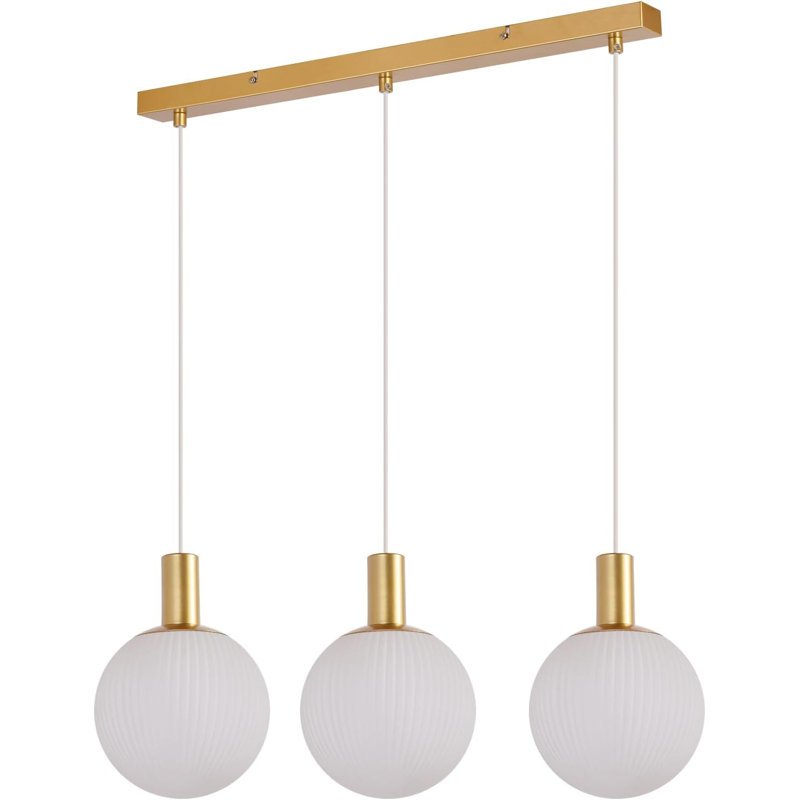 3 -Light Kitchen Island White Glass Pendant