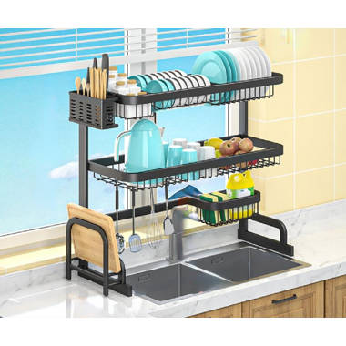 c&g home Adjustable Stainless Steel Over the Sink Dish Rack