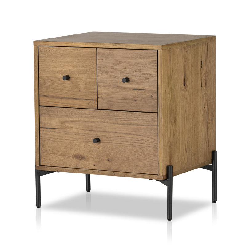 Eaton 3 - Drawer Nightstand, Amber Oak Resin