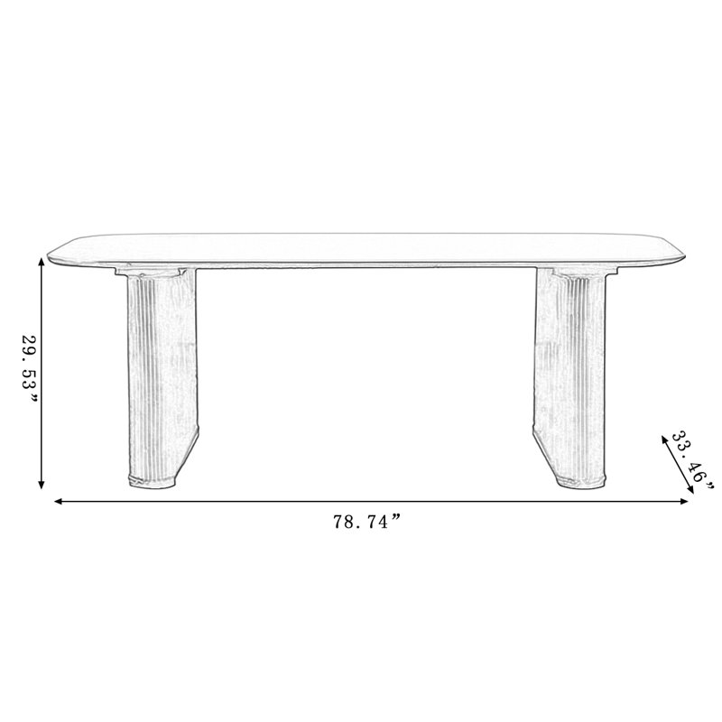 Modern Black Rectangular Solid Wood Dining Table, 29.53"H x 78.74"L x 33.46"W