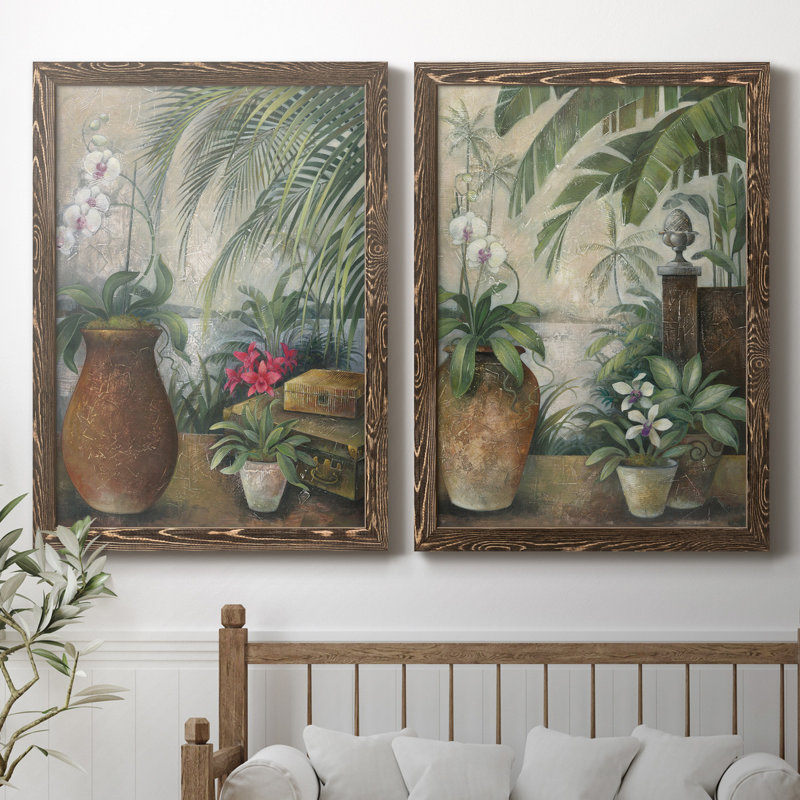 Orchidées au paradis I - ensemble de 2 reproductions d'art graphique, H 37,5 po x l 27,5 po x P 1 po, Pas de tapis