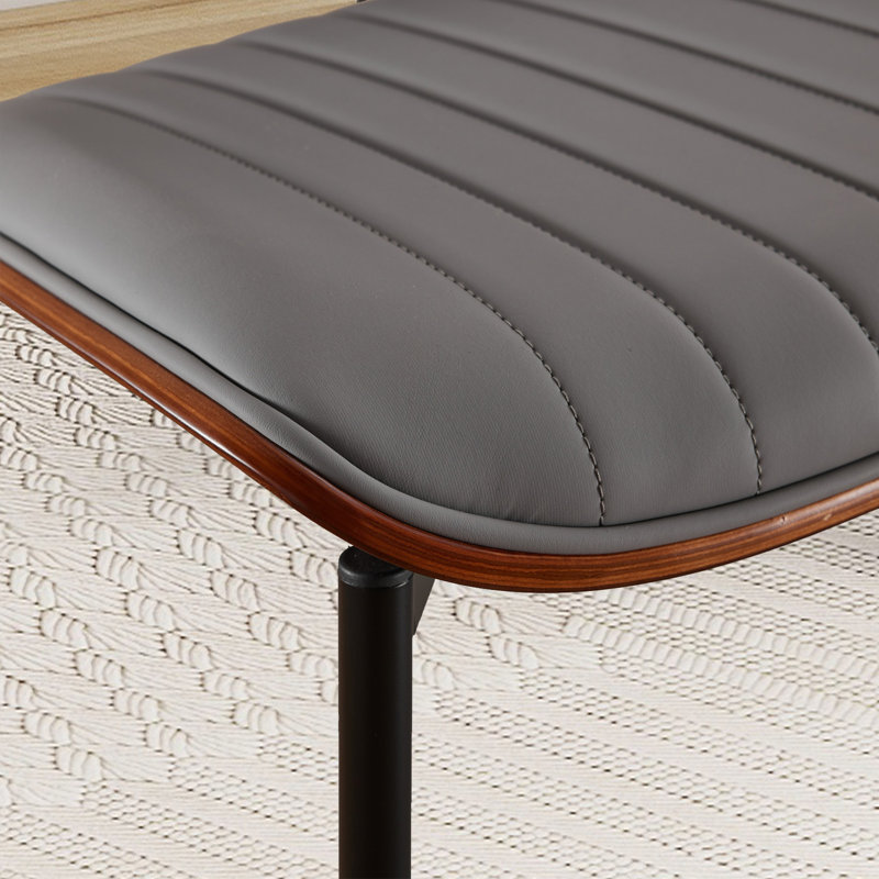 Chaise de salle à manger rembourrée Lashanay, Gris, Noyer