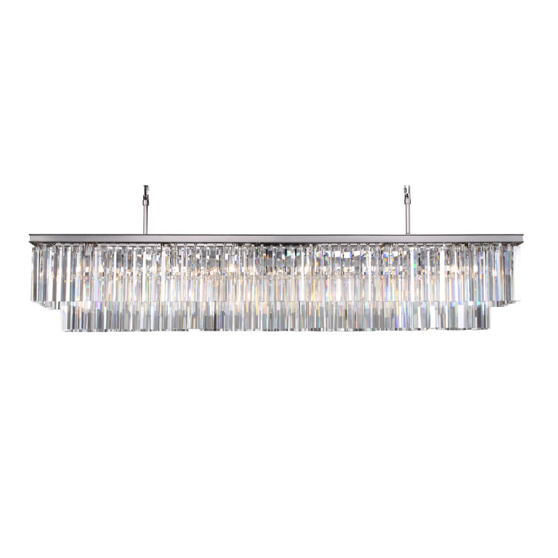 Luminaire suspendu linéaire 16 lumières pour îlot de cuisine Doyal, Nickel poli