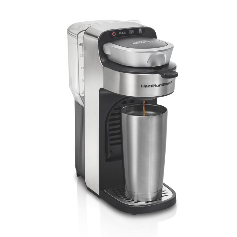 Stainless Steel Single-Serve Coffee Maker with Removable Reservoir