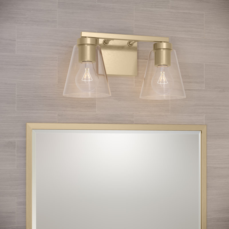 Meuble-lavabo 2 lumières 13 po Strayhan - Or moderne, 13 po de largeur, Deux lumières, Or brossé