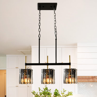 Geometric Smoky Glass Dimmable Kitchen Island Pendant