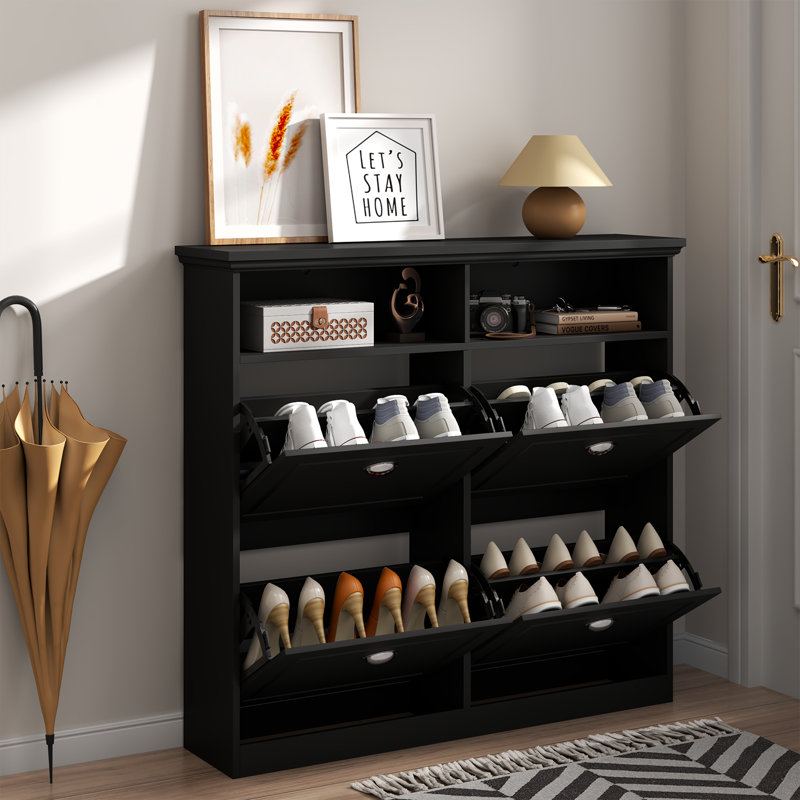 20 Pair Flip Down Shoe Storage, Black